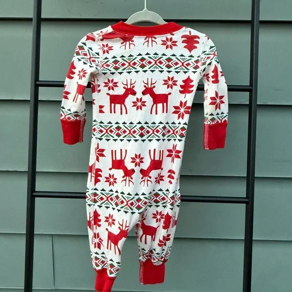 Hanna Andersson Festive Red and Cream Onesie - Picture 3 of 3